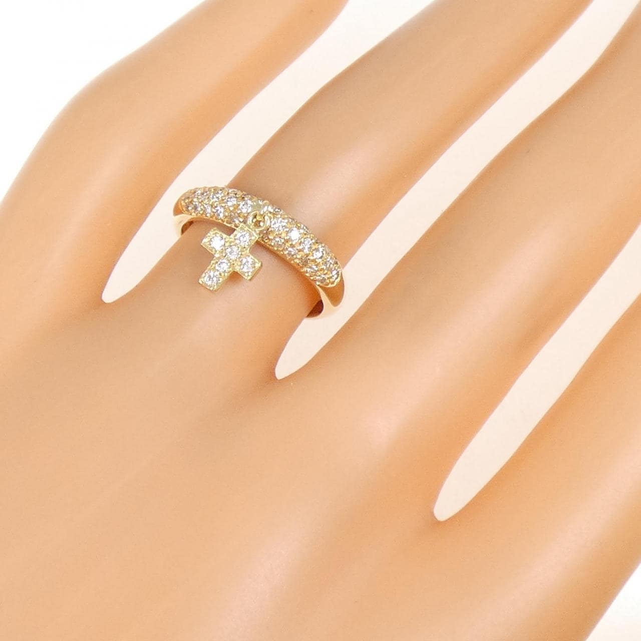 K18YG クロス ダイヤモンド リング 0.30CT