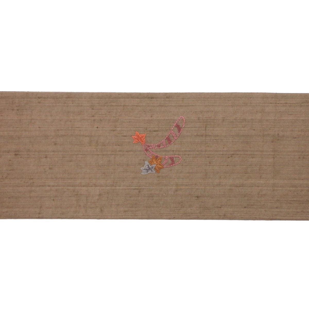 Nagoya obi, pongee weave, embroidery