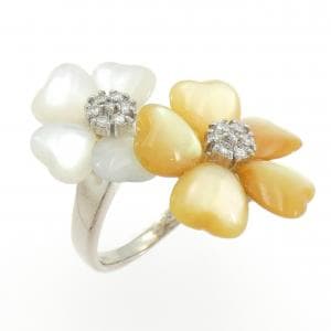 K18WG フラワー マザーオブパール リング