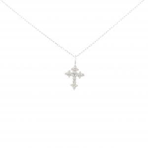 K18WG クロス ダイヤモンド ネックレス 0.10CT