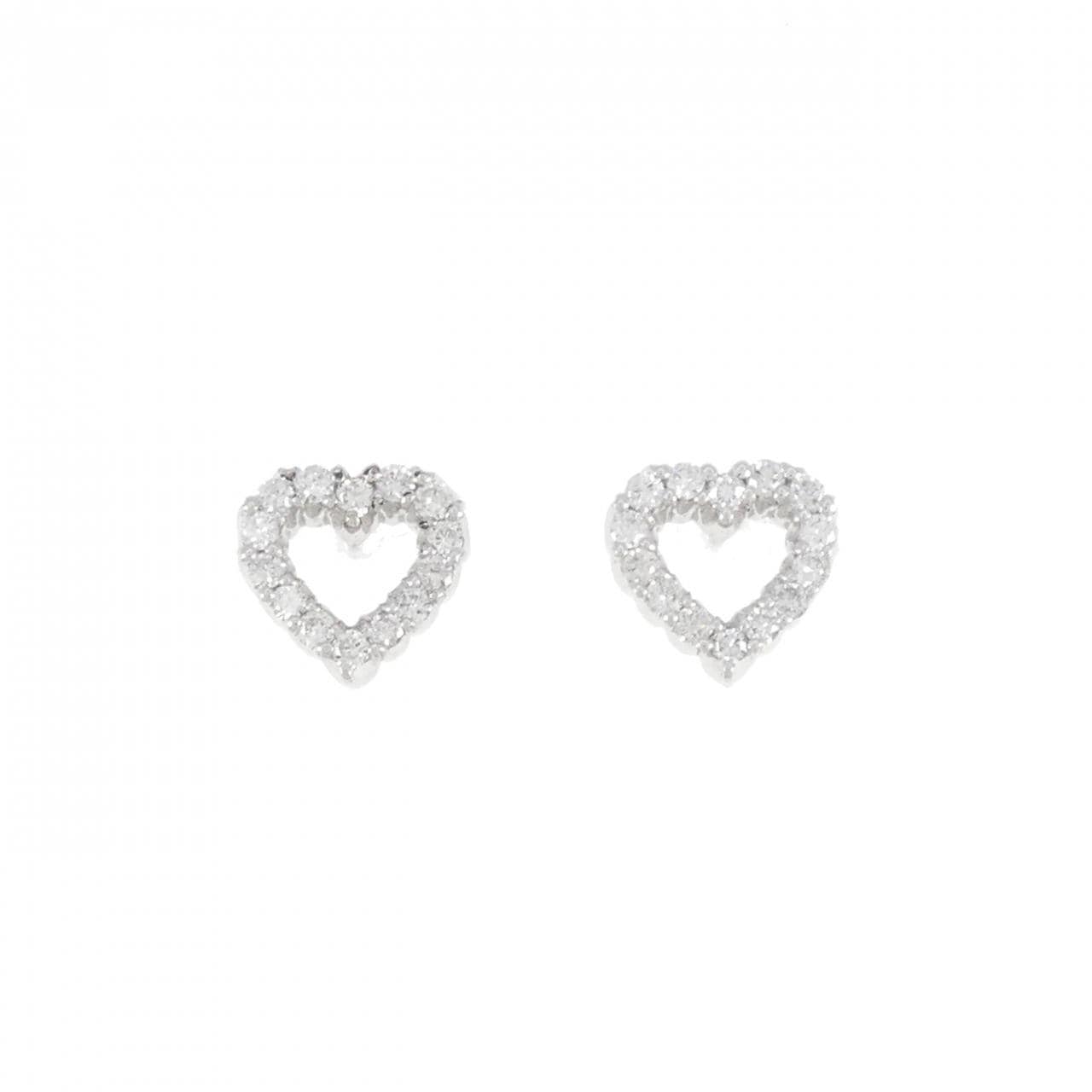 K18WG Heart Diamond Earrings 0.38CT