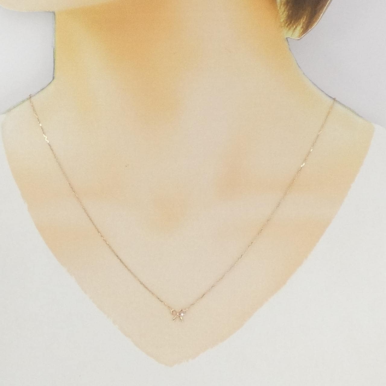 K10PG リボン ダイヤモンド ネックレス