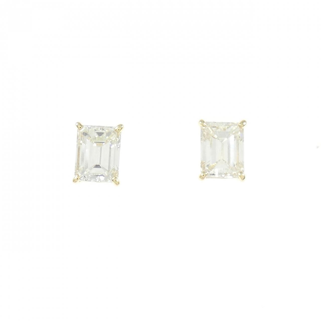 [Remake] K18YG/ST Diamond Earrings 0.508CT 0.561CT JK VS1-2 Emerald Cut