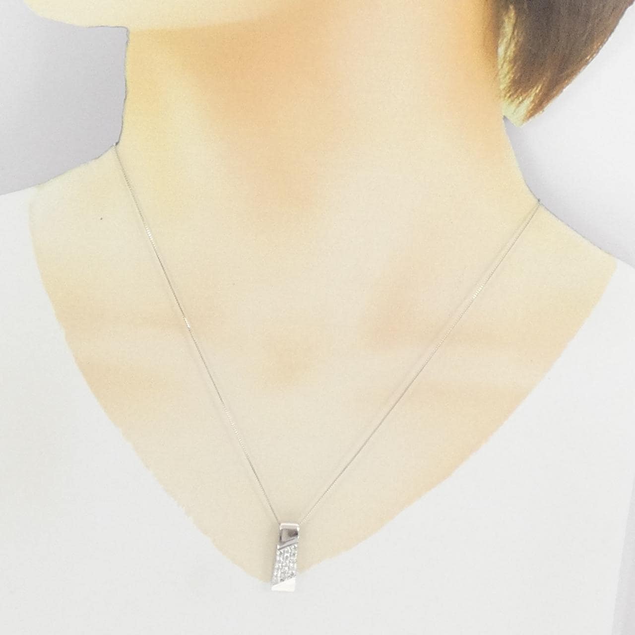 K18WG パヴェ ダイヤモンド ネックレス 0.50CT