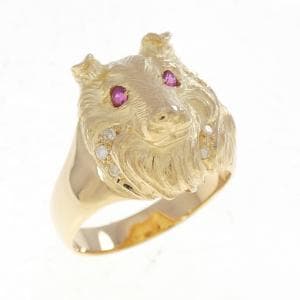 K18YG ドッグ ルビー リング