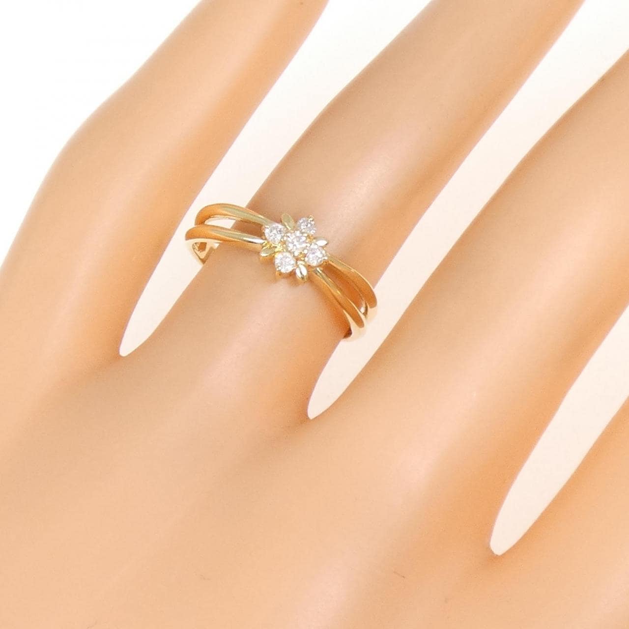 K18YG フラワー ダイヤモンド リング 0.10CT