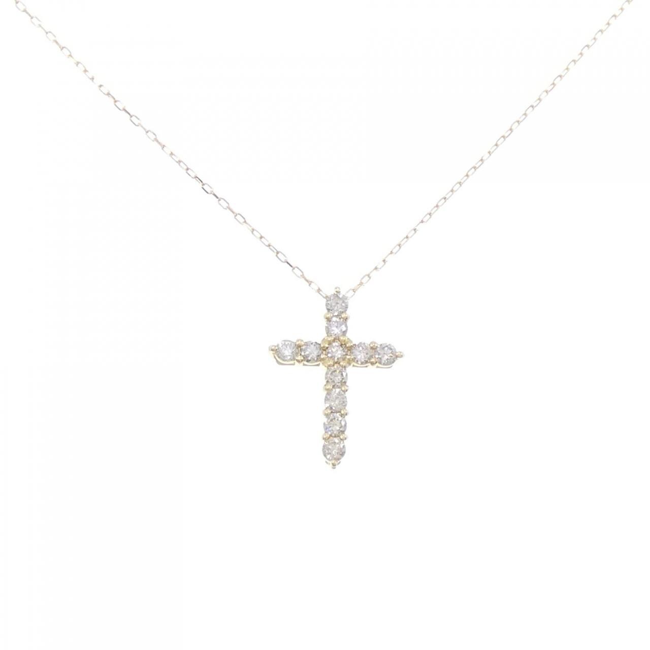 K18YG cross Diamond necklace 0.30CT