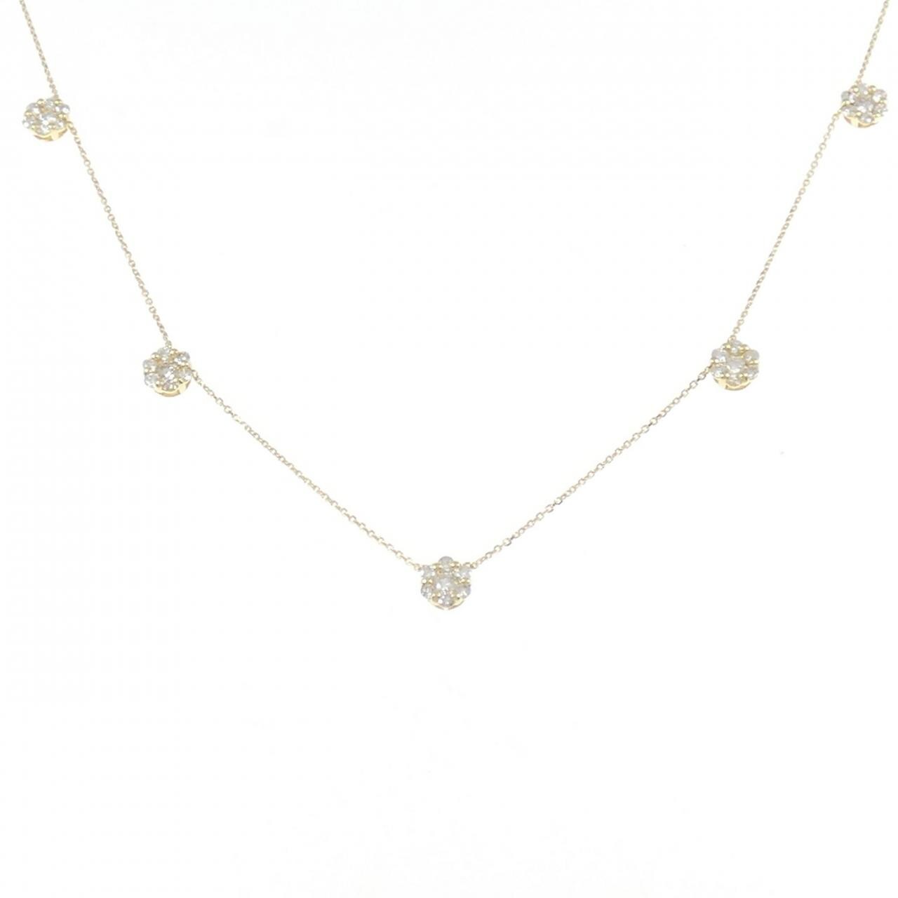 K18YG Flower Diamond Necklace 1CT