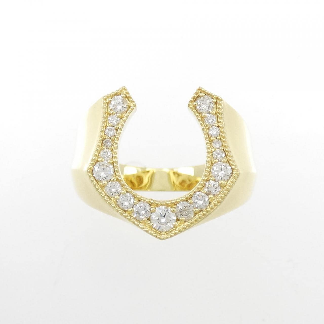 [新品] K18黄金马蹄形钻石戒指 0.53CT