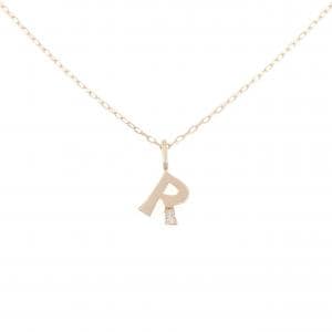 K18PG イニシャルR ダイヤモンド ネックレス 0.01CT