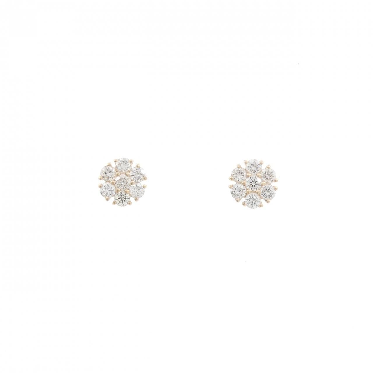 【リメイク】K10YG フラワー ダイヤモンド ピアス 0.30CT