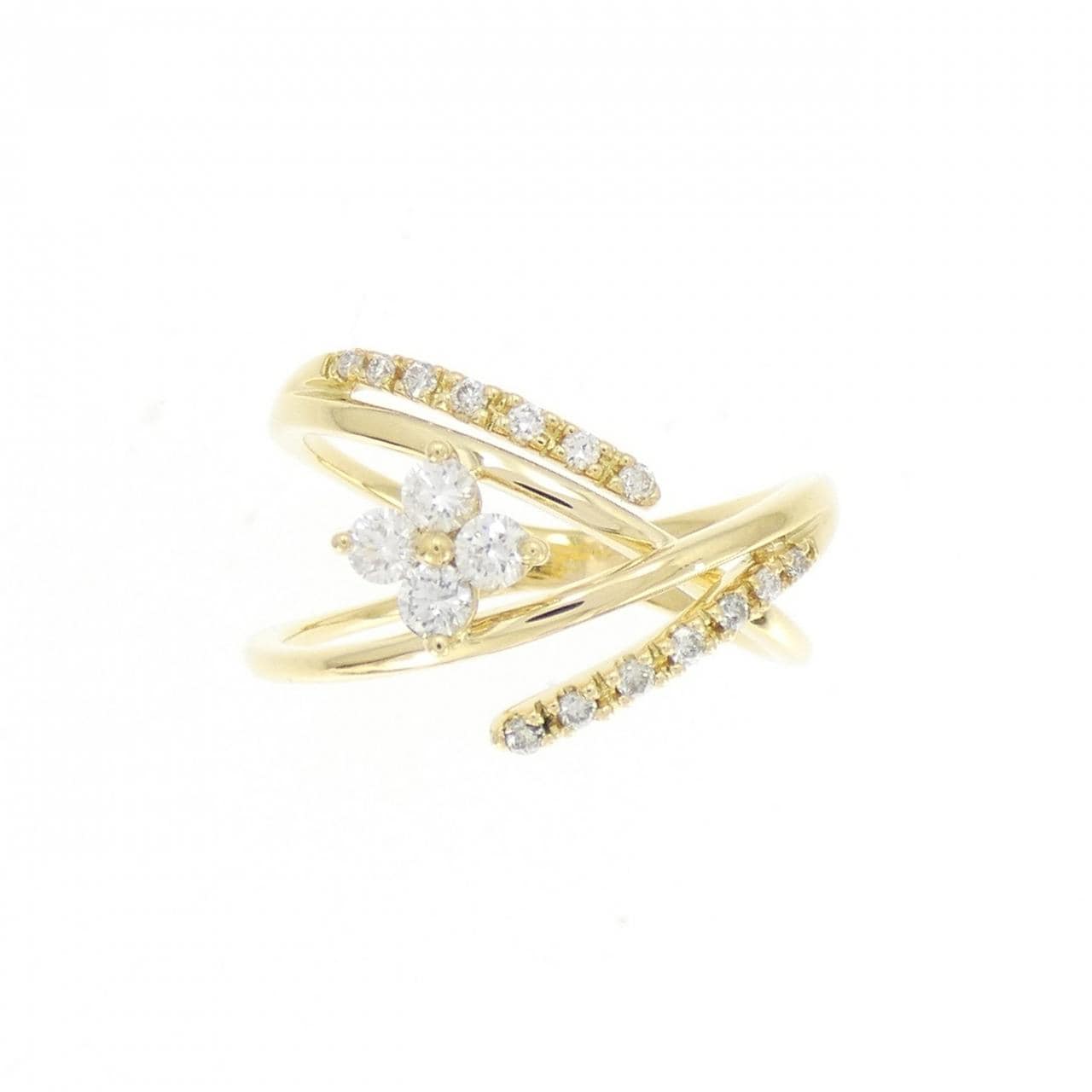 K18YG flower Diamond ring 0.29CT