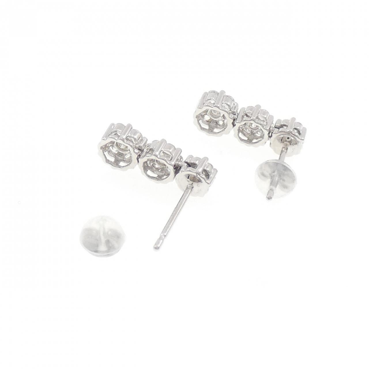 K18WG フラワー ダイヤモンド ピアス 1.00CT