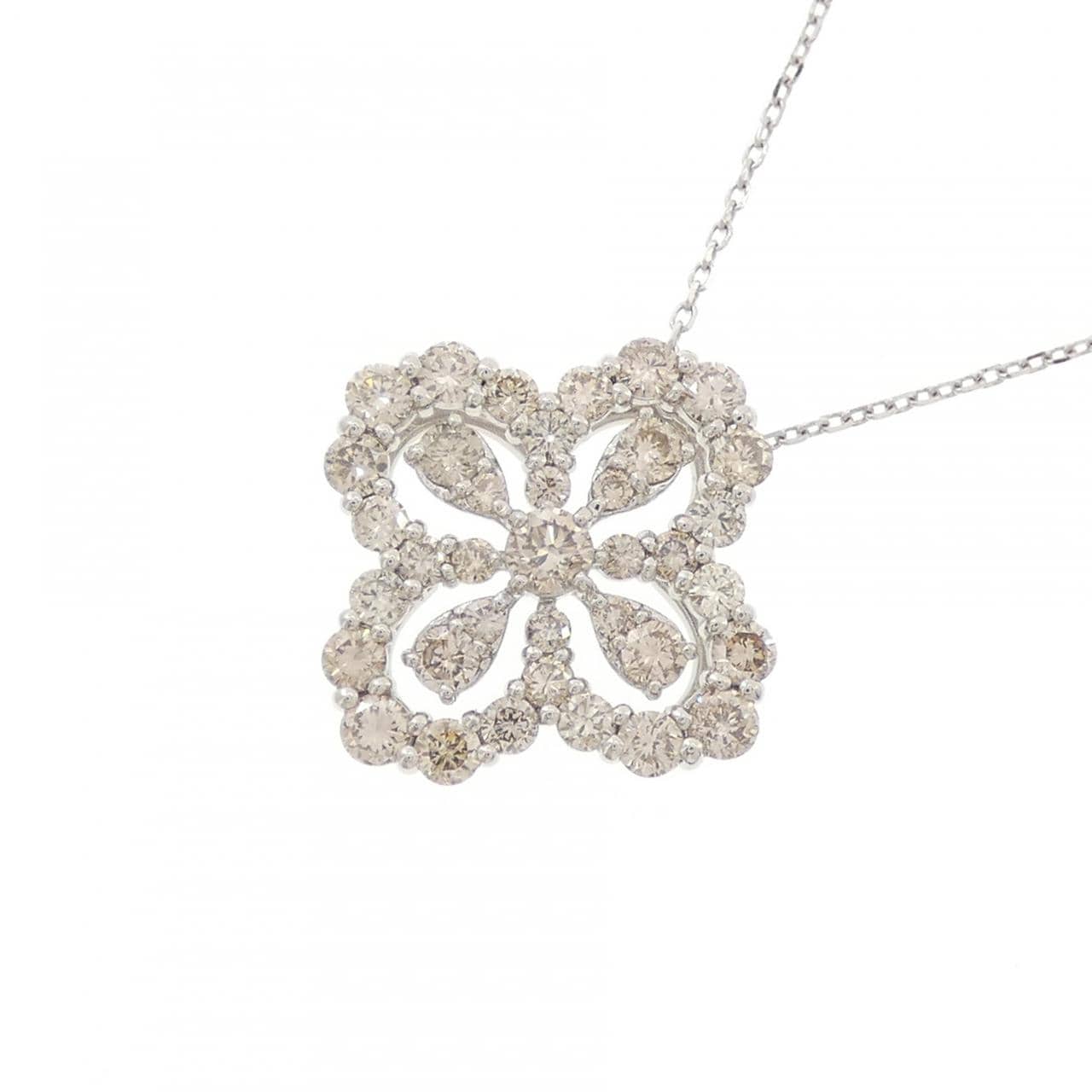 PT950/PT850 フラワー ダイヤモンド ネックレス 1.00CT