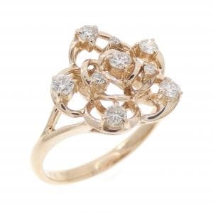 K10PG フラワー ダイヤモンド リング 0.23CT