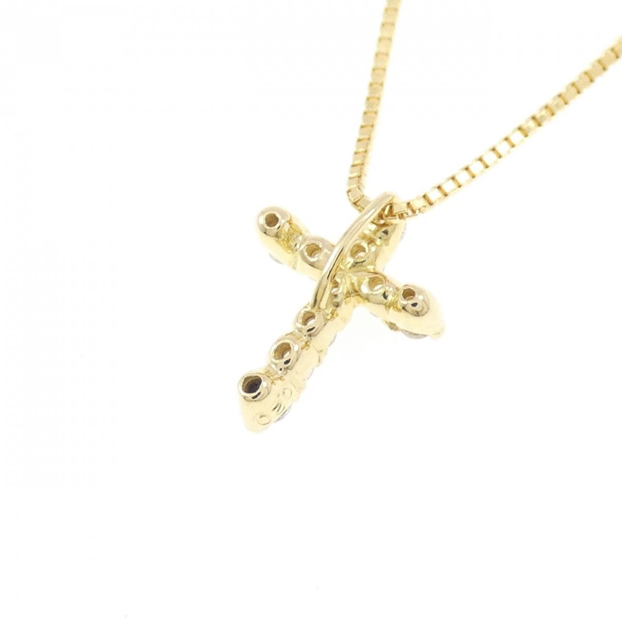 K18YG クロス ダイヤモンド ネックレス 0.20CT