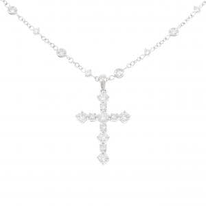750WG クロス ダイヤモンド ネックレス