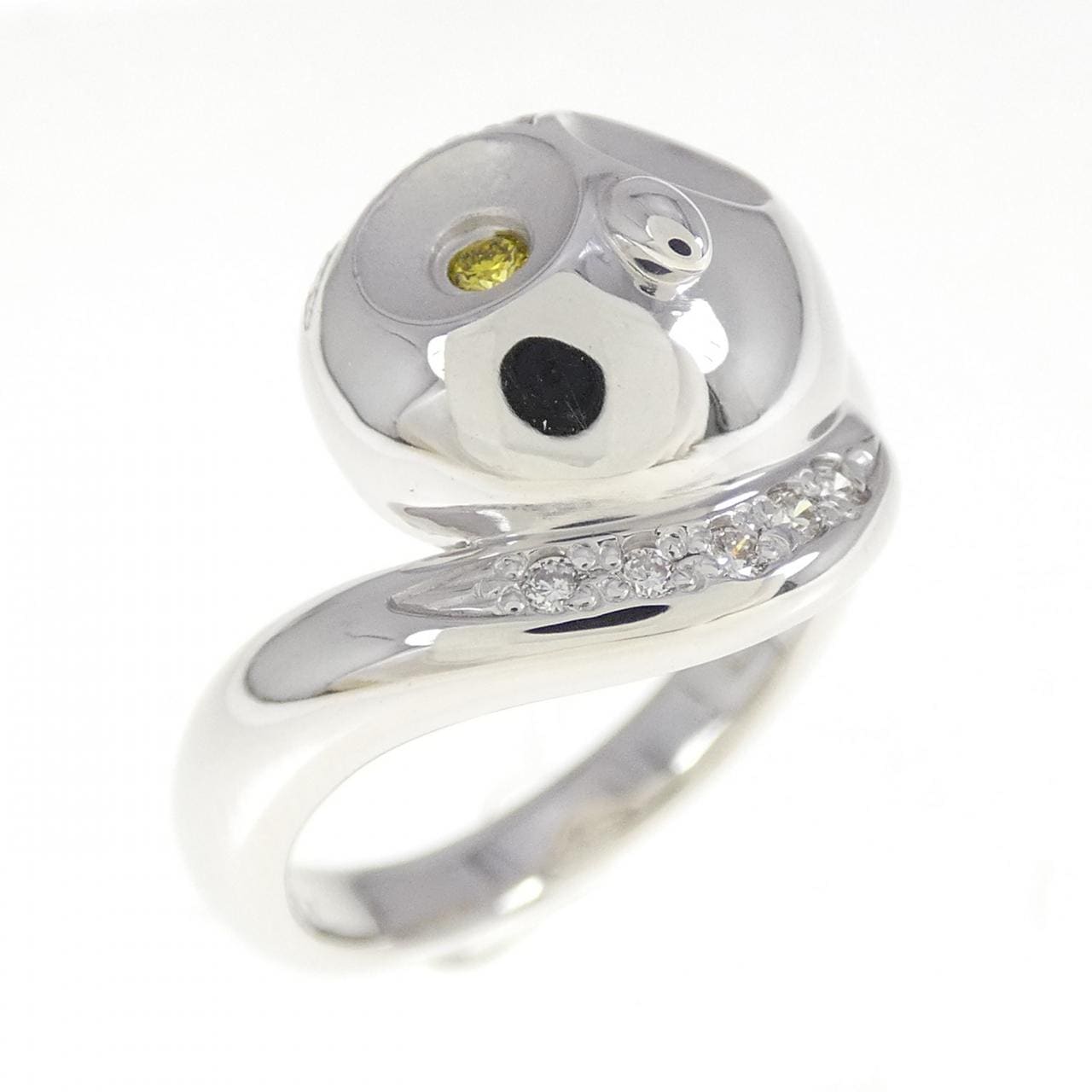 K18WG フクロウ ダイヤモンド リング 0.144CT