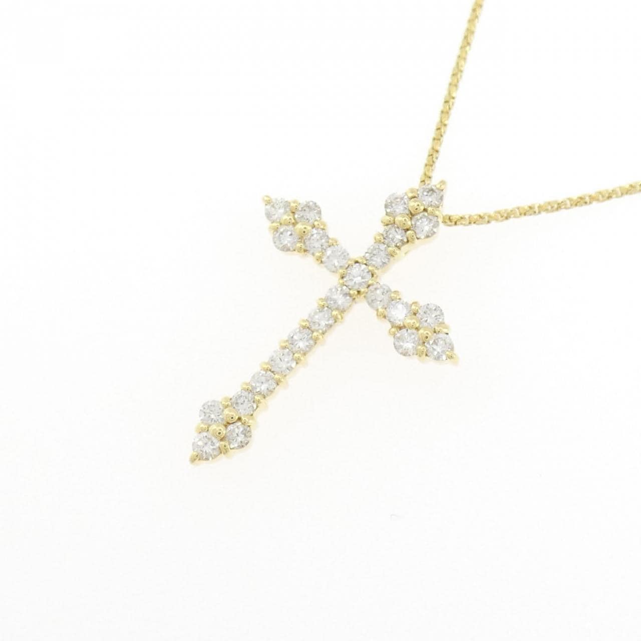 K18YG クロス ダイヤモンド ネックレス 0.50CT