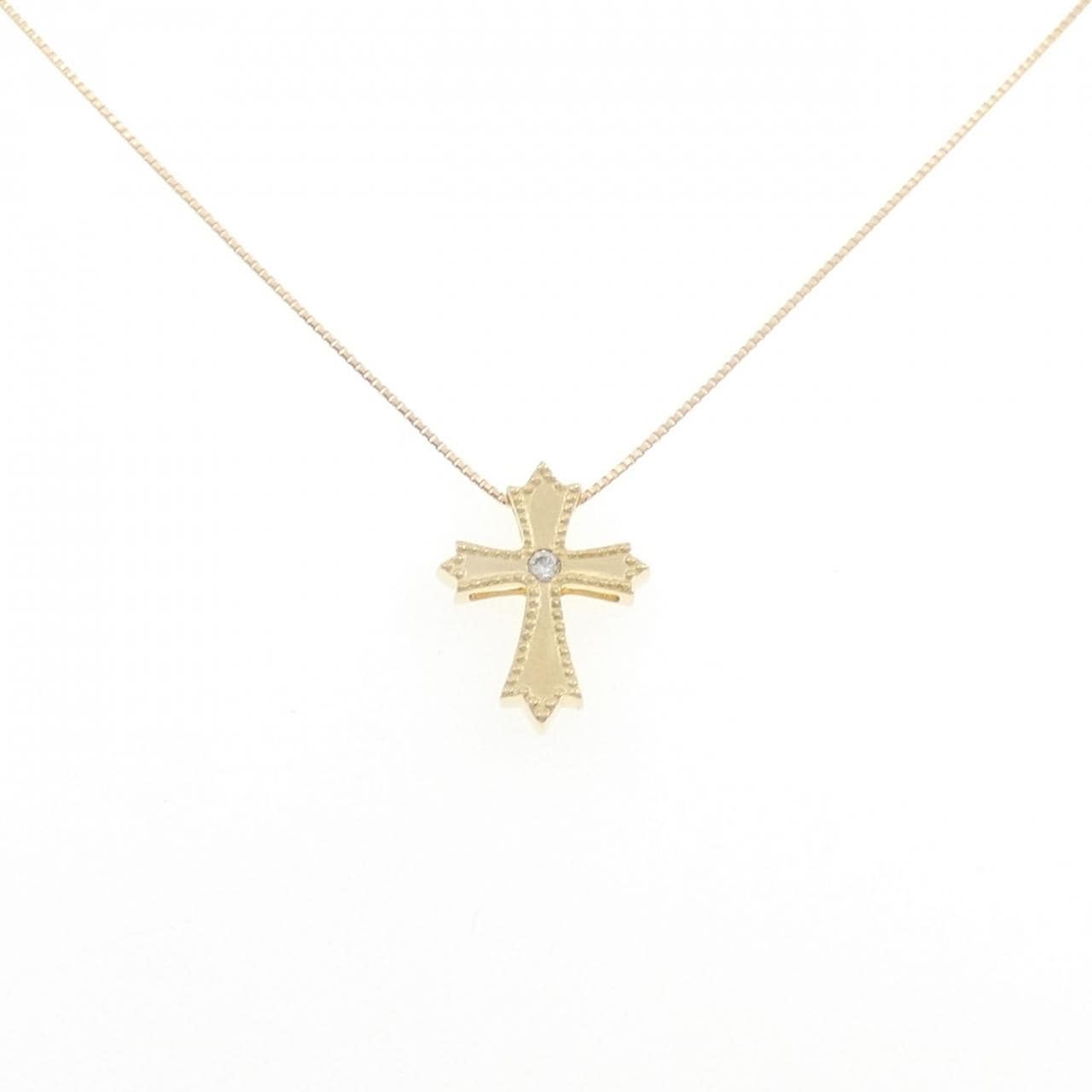 K18YG クロス ダイヤモンド ネックレス 0.03CT