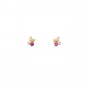 K18YG ハート ルビー ピアス