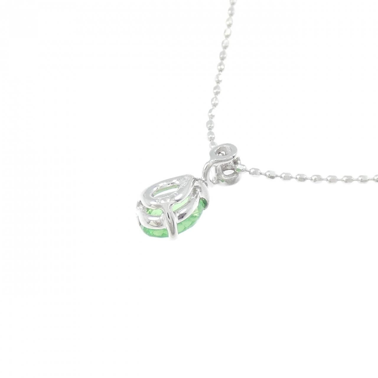 K18WG グリーンガーネット ネックレス