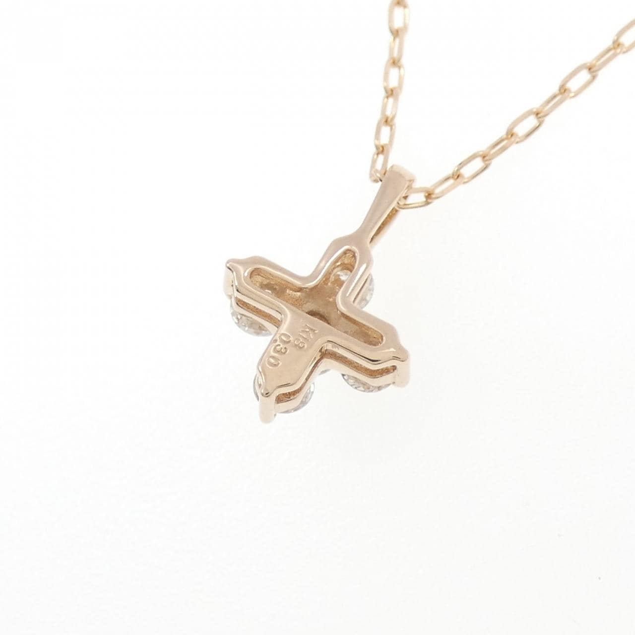 K18PG クロス ダイヤモンド ネックレス 0.30CT