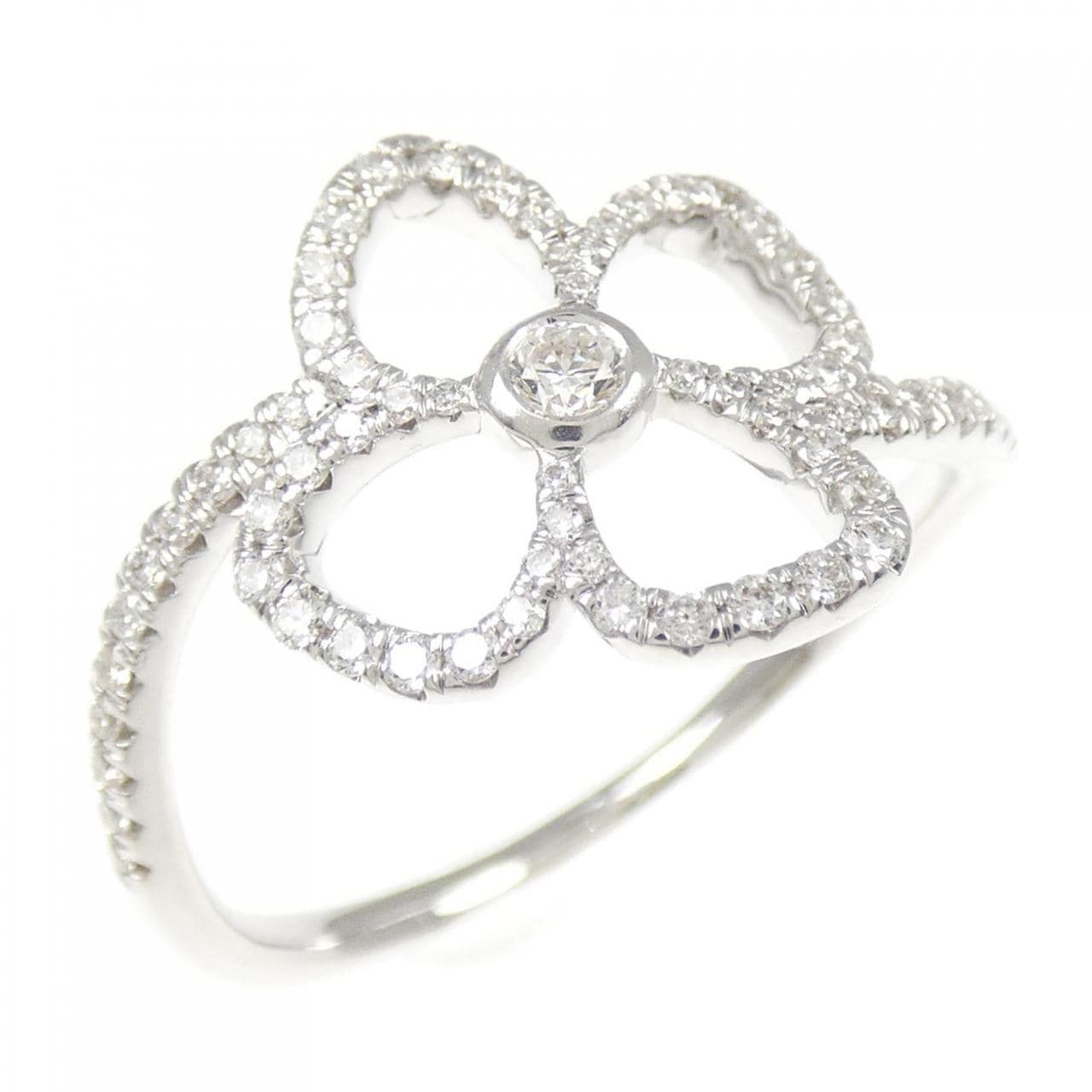 750WG フラワー ダイヤモンド リング 0.05CT