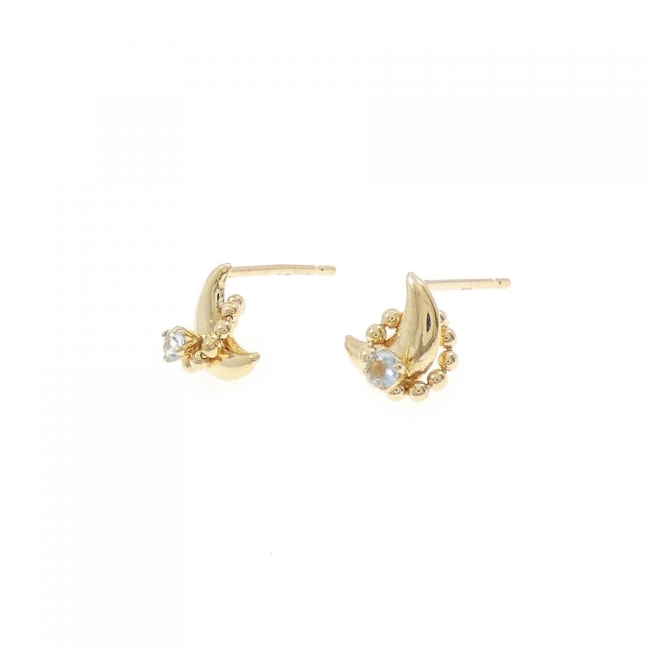K18YG ムーン アクアマリン ピアス