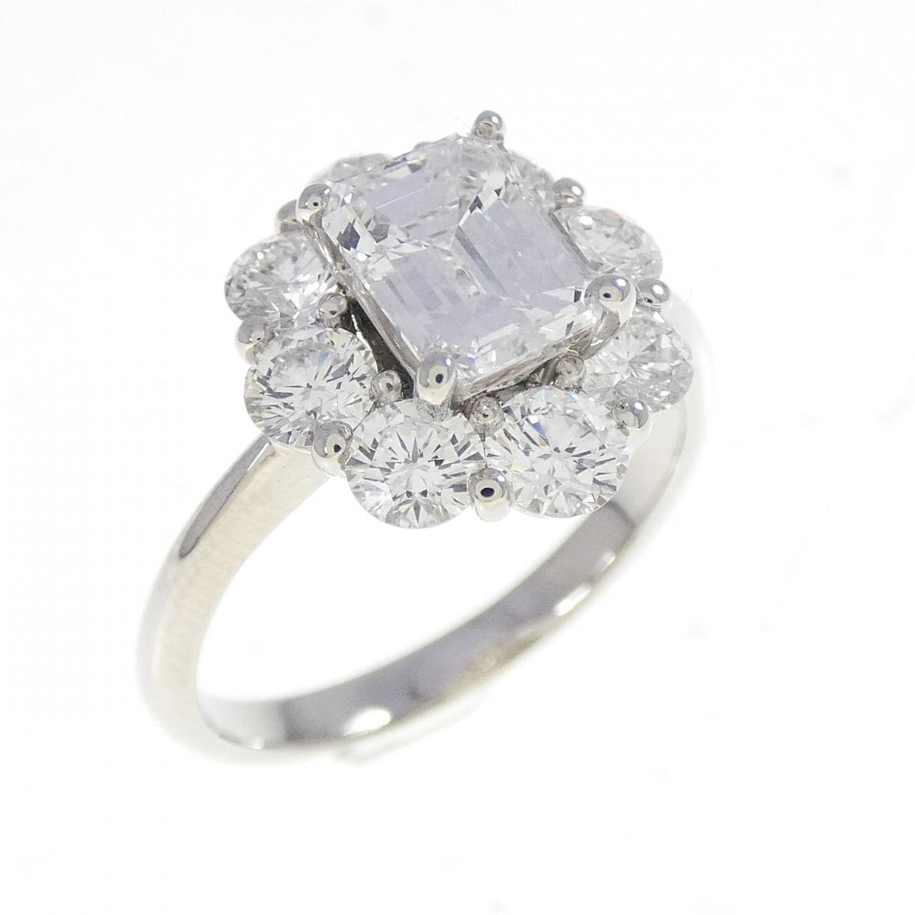 PT950 ダイヤモンド リング 1.007CT E SI2 エメラルドカット