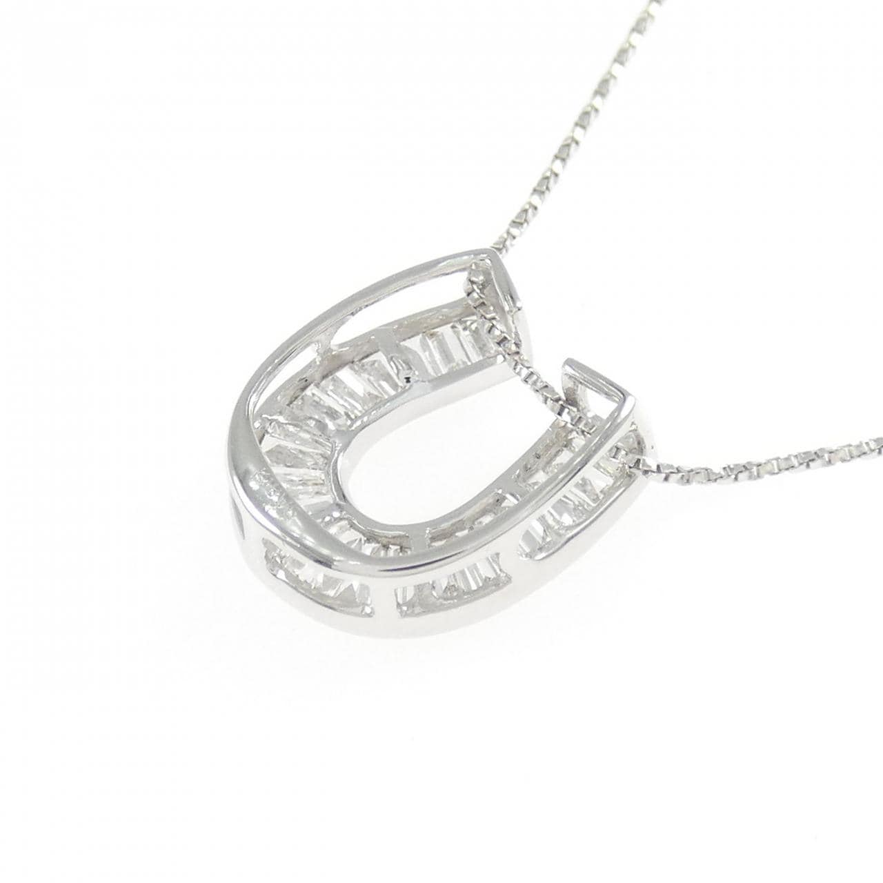 K18WG ホースシュー ダイヤモンド ネックレス