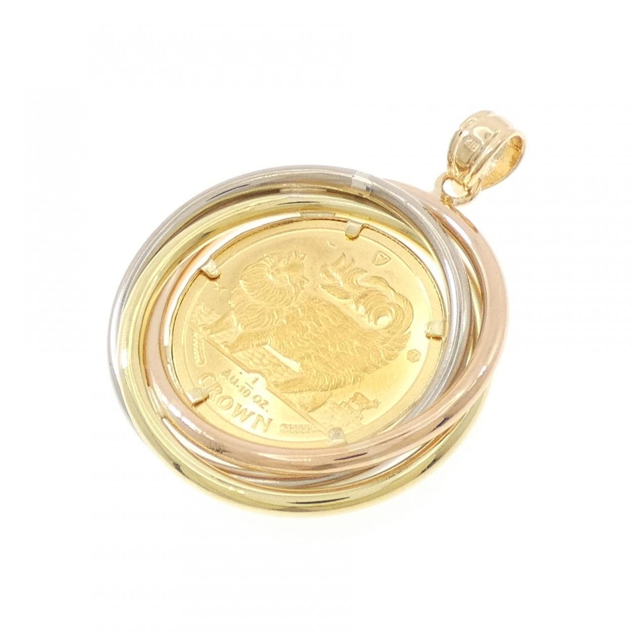 K18スリーカラー(枠) コイン ペンダント