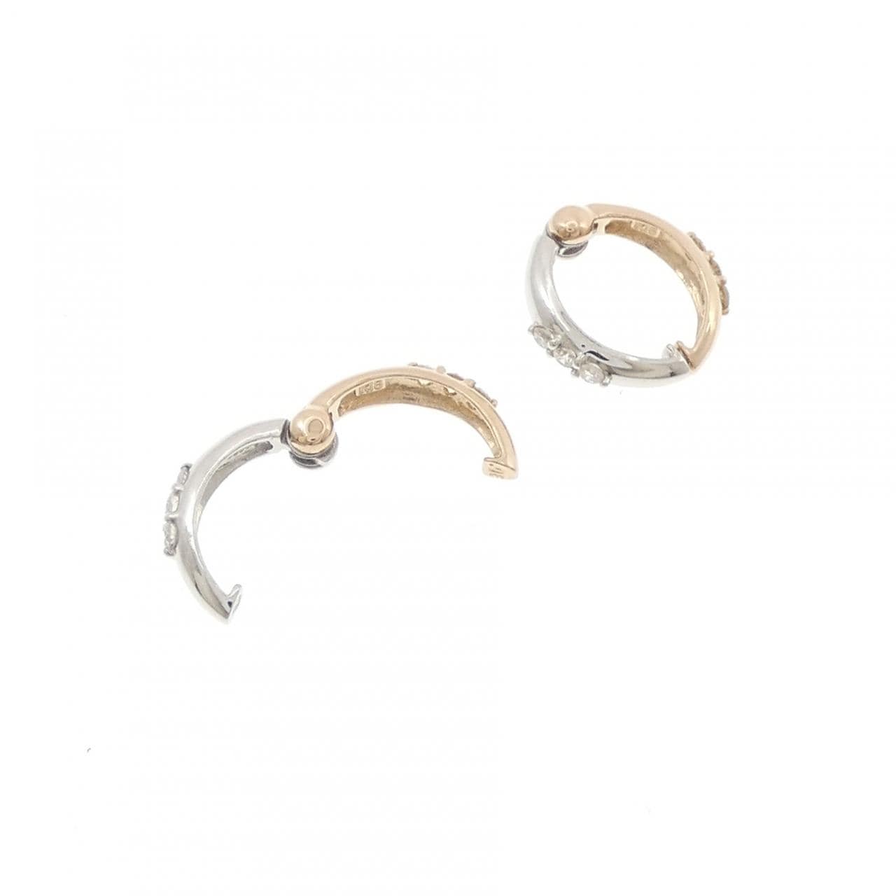 K18PG/PT900 ダイヤモンド イヤリング 0.12CT