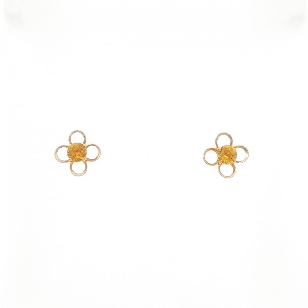 [BRAND NEW] K18YG Flower Citrine Earrings