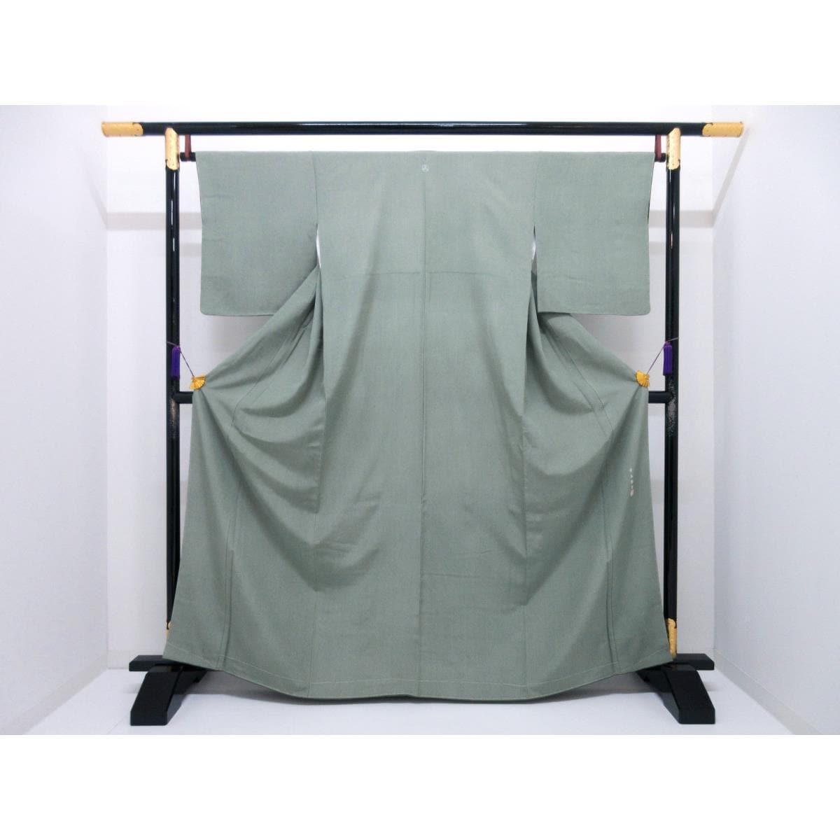 【未使用品】小紋　寺山存男　江戸小紋万筋　丸に三ツ柏　身幅Ｌ寸