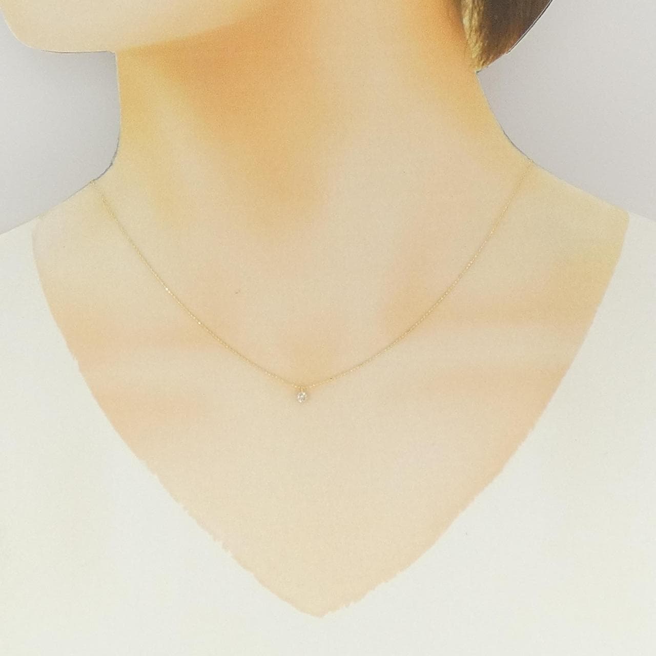 K18YG ソリティア ダイヤモンド ネックレス 0.08CT