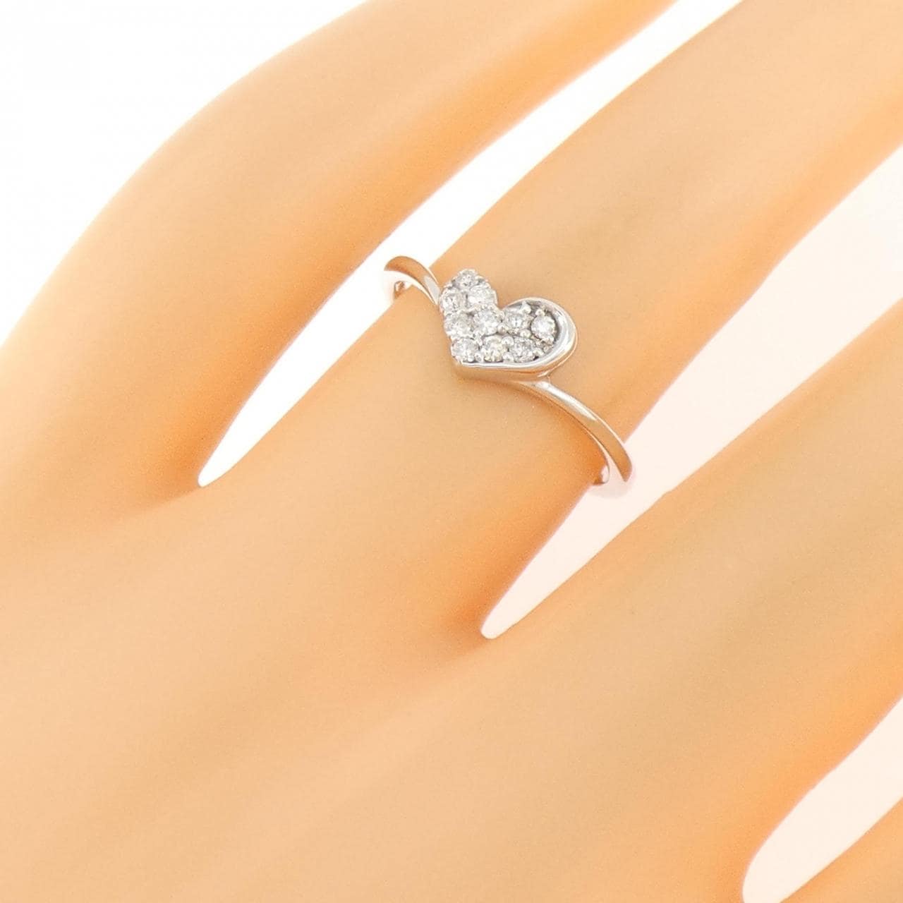 K18WG ハート ダイヤモンド リング 0.10CT
