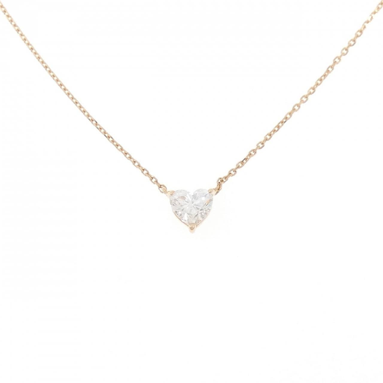 K18PG ダイヤモンド ネックレス 0.433CT E SI1 ハートシェイプ