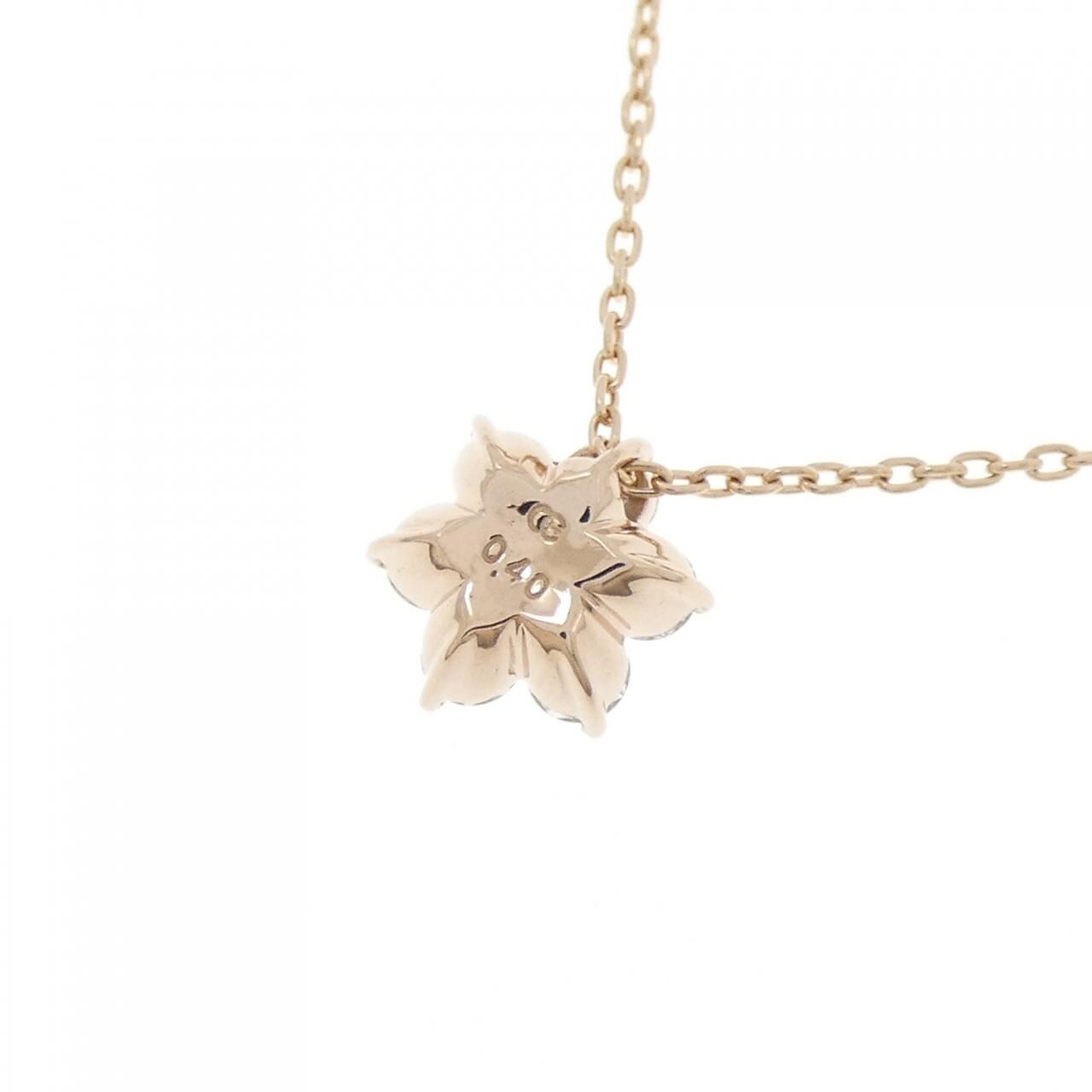 K18PG フラワー ダイヤモンド ネックレス 0.40CT