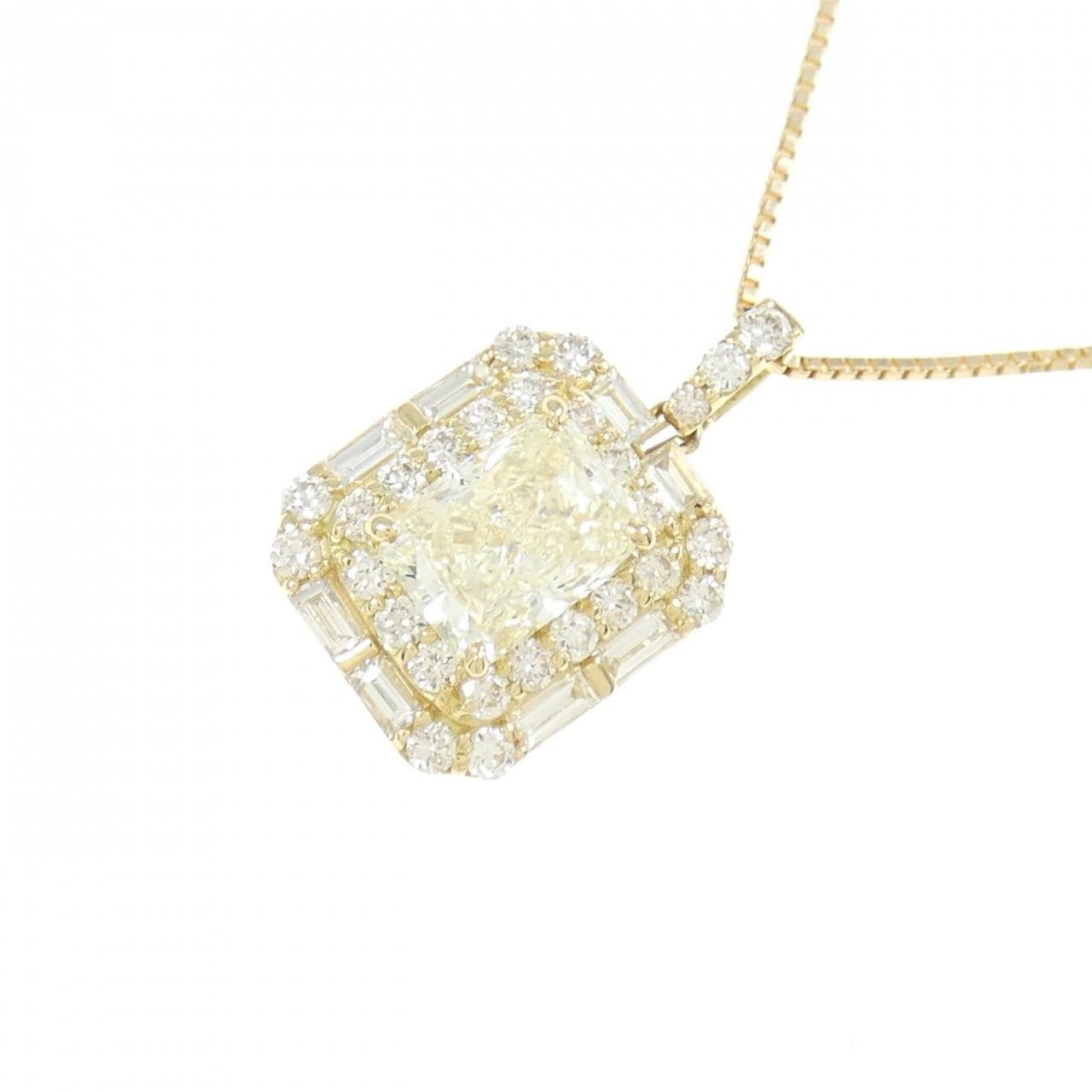 [BRAND NEW] K18YG Diamond Necklace 1.001CT VLY SI1 Fancy Cut