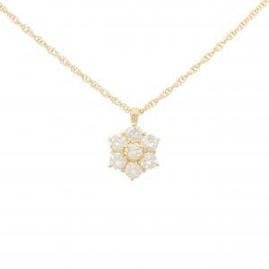 K18YG フラワー ダイヤモンド ネックレス 1.05CT