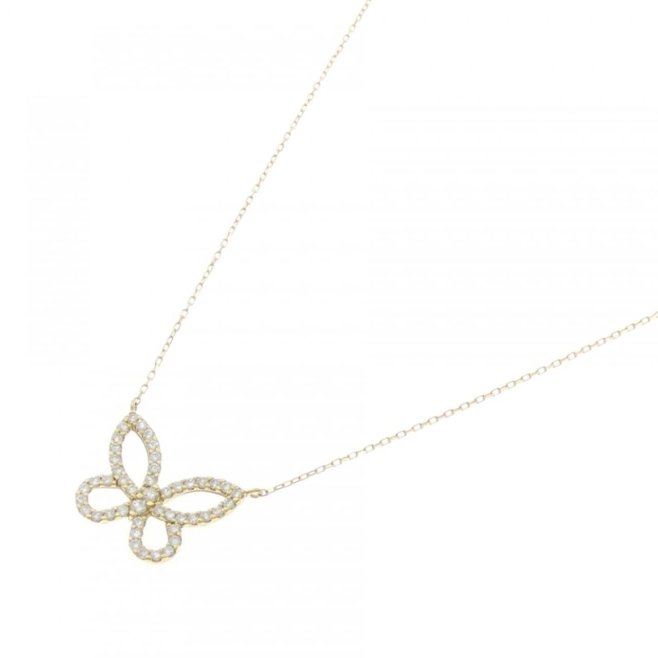 K18YG バタフライ ダイヤモンド ネックレス 0.50CT