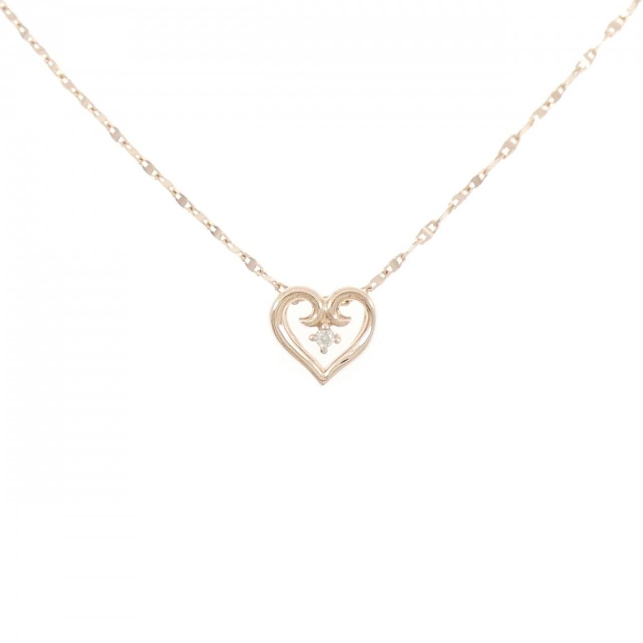 K10PG ハート ダイヤモンド ネックレス 0.01CT
