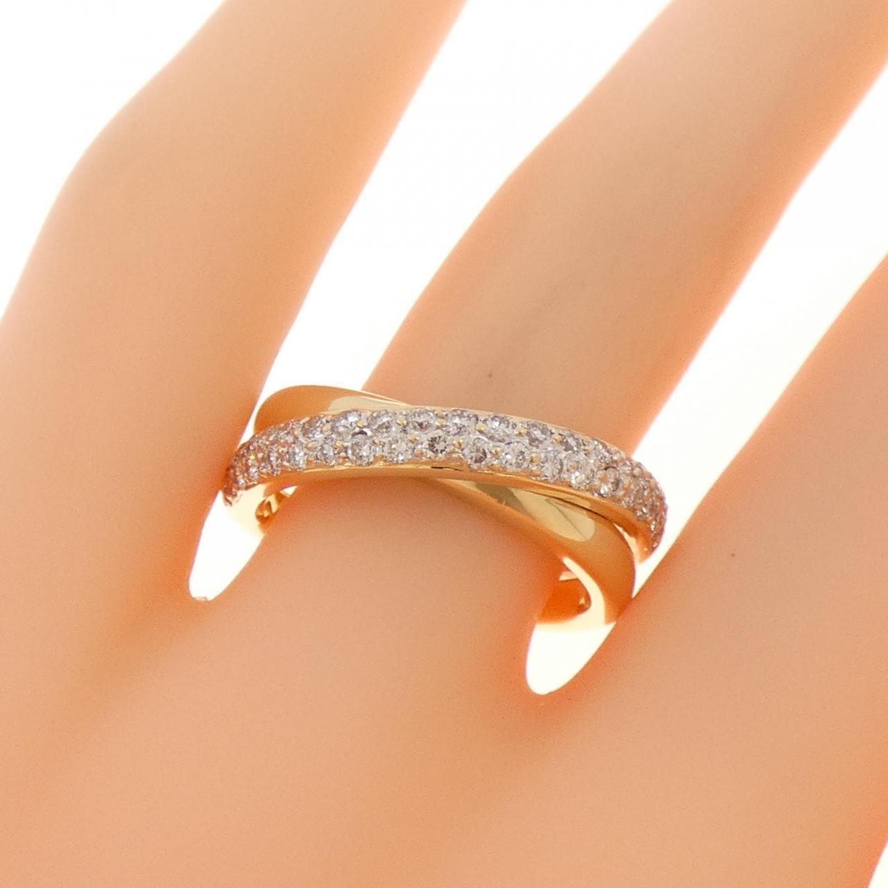 K18YG/K18WG パヴェ ダイヤモンド リング 0.50CT