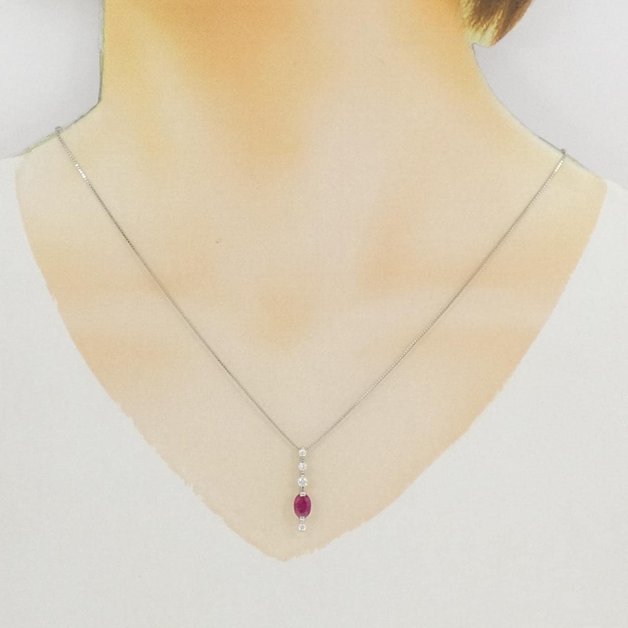 PT900/PT850 ルビー ネックレス 1.05CT
