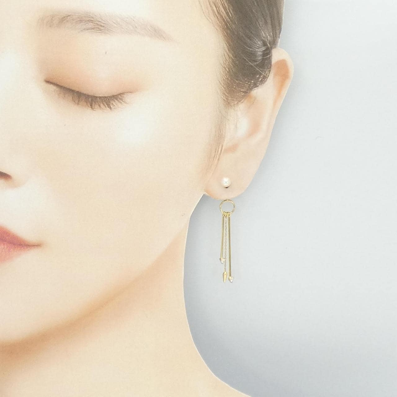 K18YG 淡水パール ピアス 4.1mm