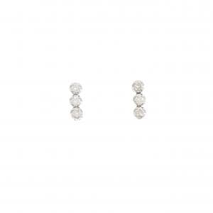 PT900 スリーストーン ダイヤモンド ピアス 0.30CT