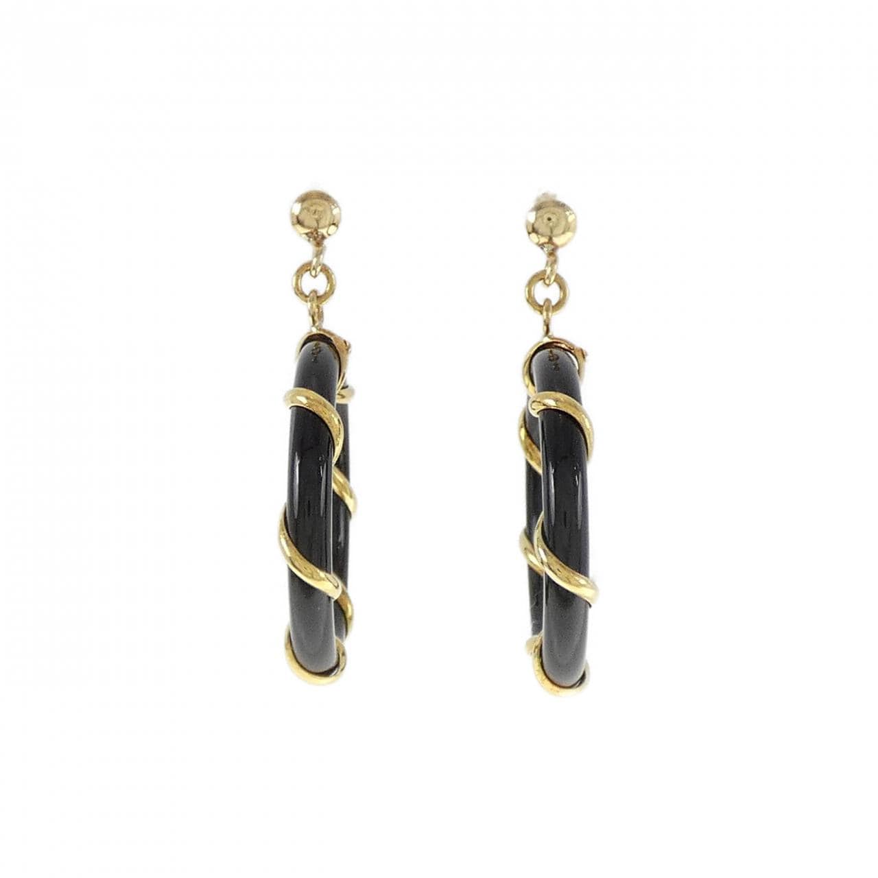 K18YG onyx earrings