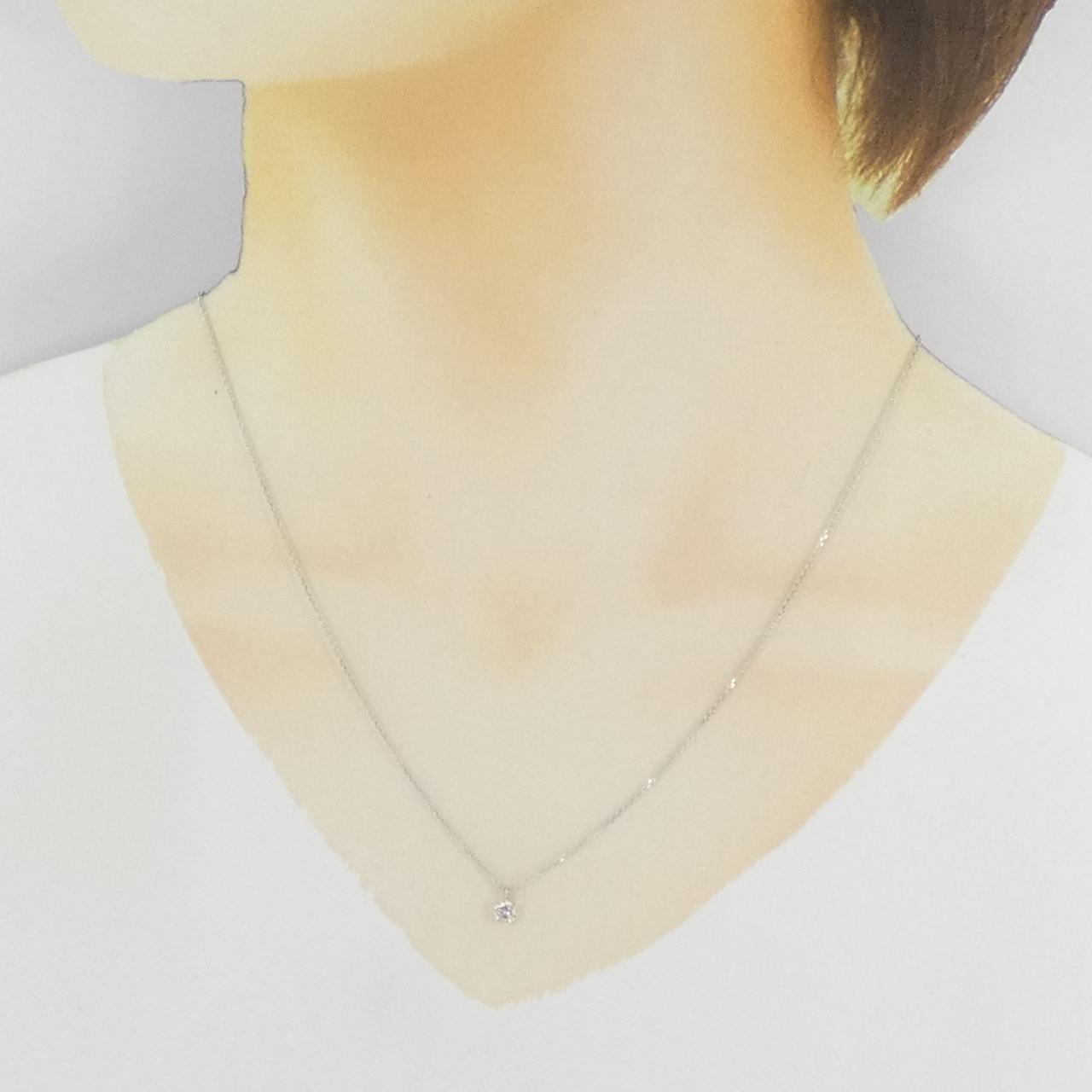 K18WG ソリティア ダイヤモンド ネックレス 0.21CT