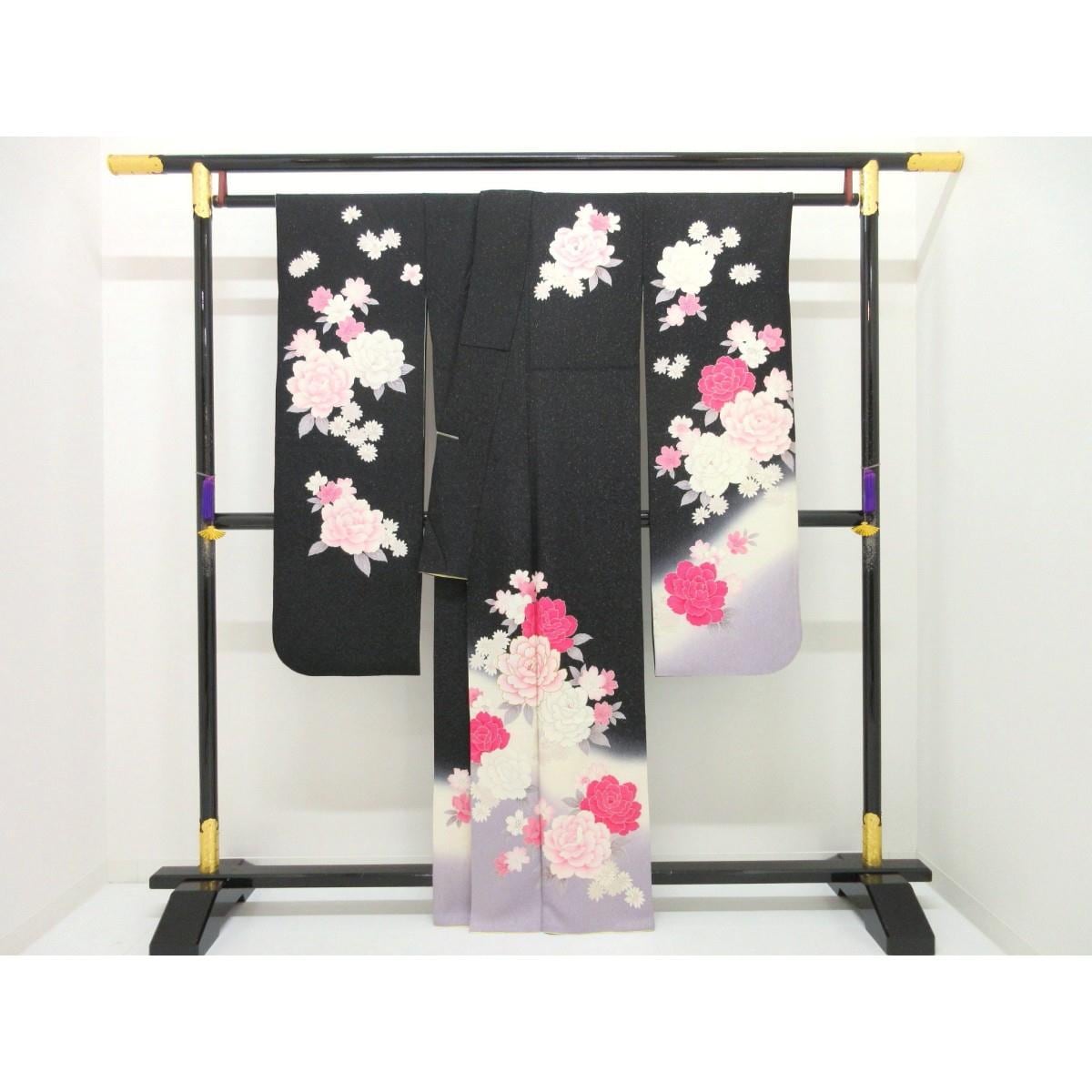 振袖　銀通しボカシ染　友禅銀彩加工